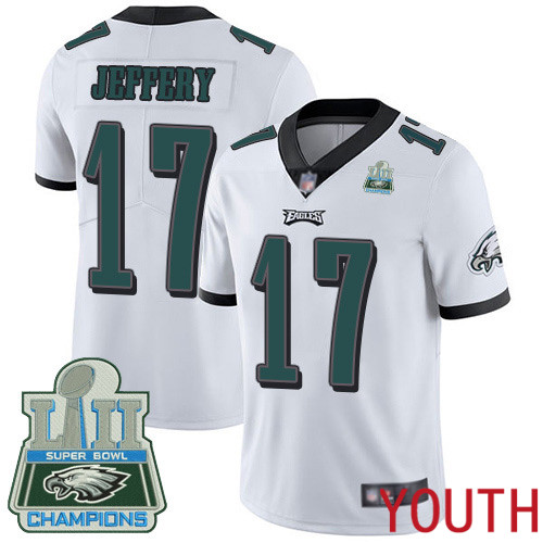 Youth Philadelphia Eagles 17 Alshon Jeffery White Vapor Untouchable NFL Jersey Limited Player Super Bowl LII 100th